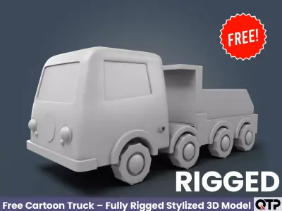 Free Cartoon Truck - Fully Rigged Stylized 3D Model Animation Free low-poly 3D model