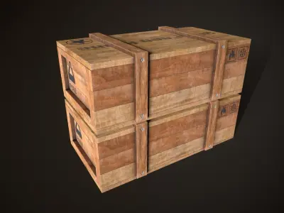 Wooden Crate-7 Low-poly 3D model