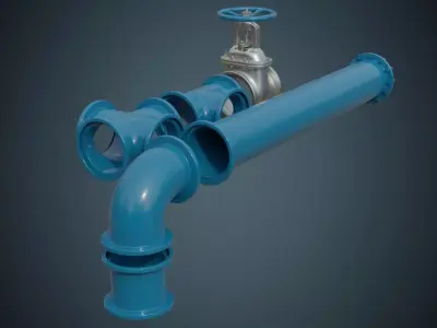 Industrial Pipes 6A Low-poly 3D model