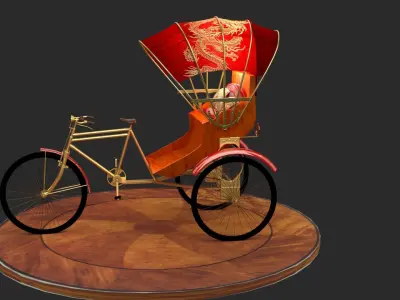 Chinese rickshaw   3D model 2
