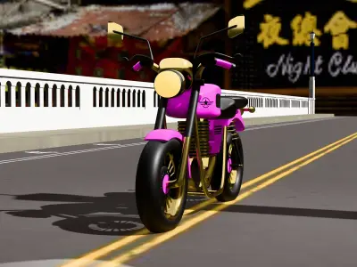 Stylized Motorcycle Game Ready Low-poly 3D model