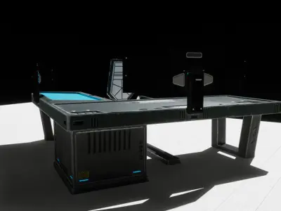 SCI FI WorkStation Low-poly 3D model