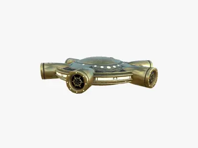Alien Spaceship UFO J07 Gold - Sci Fi Spacecraft Design Low-poly 3D model