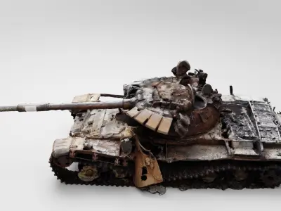 Russian T-72 tank destroyed by Ukrainian army  3D model