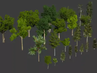 Forest Pack - 29 Trees and 20 Foliage Props - Unity Prefabs - Low-poly 3D model