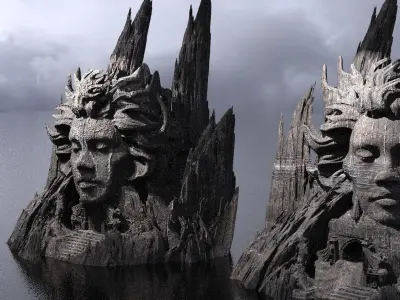 Fallen Angel cliffs 2 Dark Versions  3D model