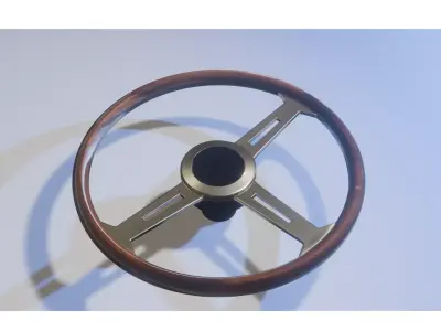 Woodgrain steering wheel Low-poly 3D model