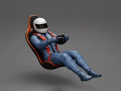 Racing Driver Sitting in Touring Car Cockpit with Racing Suit  3D print model
