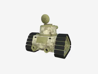 War Tank Cartoon A06 Desert Camouflage - Military Vehicle Low-poly 3D model