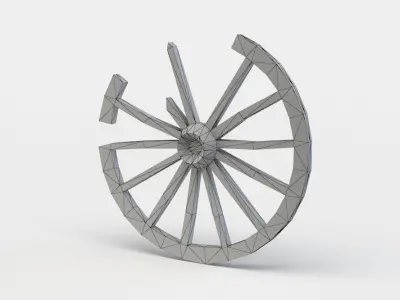 Damaged wheel Low-poly 3D model
