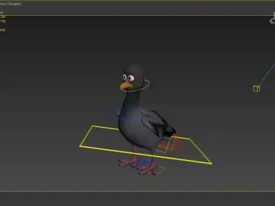 pigeon cartoon rigged character 3D model