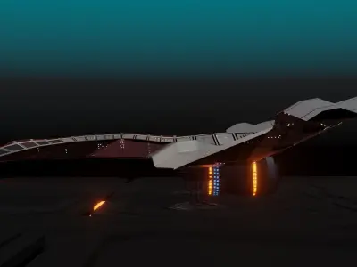SpaceJet D-111 Starship Sci-fi  Low-poly 3D model