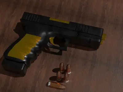 LOW POLY GUN with bullets Free low-poly 3D model