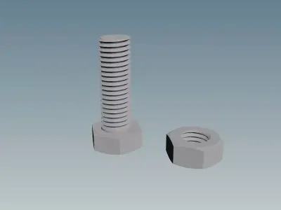 Screw with Nut M10X1-5 Free 3D model