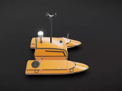 Orange unmanned ship Low-poly 3D model