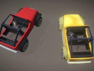 Offroad jeep car Low-poly 3D model