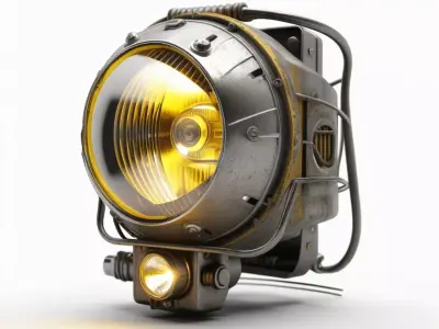 Industrial Steampunk Weathered Spotlight 3D model