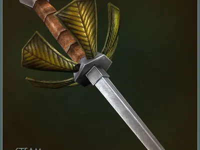 Animated Steam Gun and Sword Low-poly 3D model