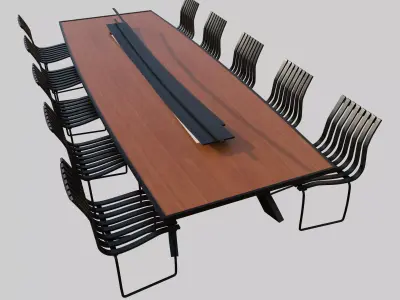 Executive Meeting Table Set Low-poly 3D model