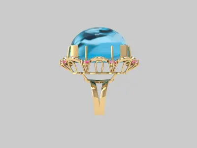 Fency Stone Artdeco Ring 3D print model