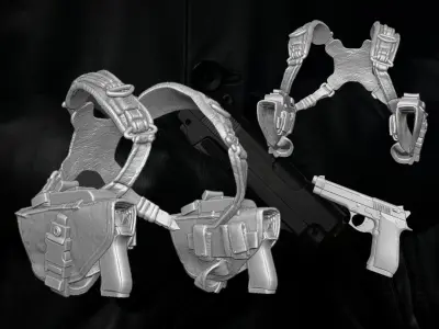 Harness Dual Holster Kit 3D printable file for Action Figures 3D print model