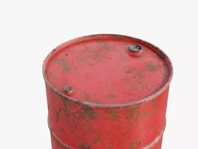 Steel Barrel - Red - Rusted 3D model
