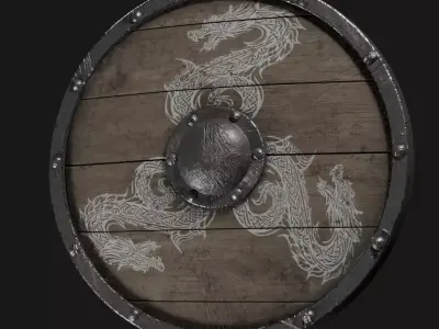 Game ready viking wooden shield Low-poly 3D model
