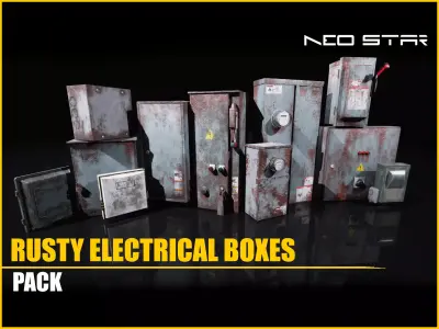 Rusty Electrical Boxes Low-poly 3D model
