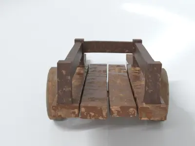 Old Wood Wagon Low-poly 3D model