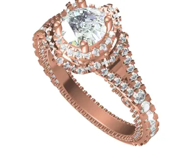 Antique Art Deco Diamond Engagement Ring 2 3D print model