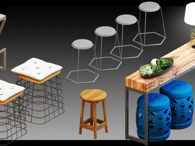 60 Interior Objects- Vol 04- High detail 3d models 3D model