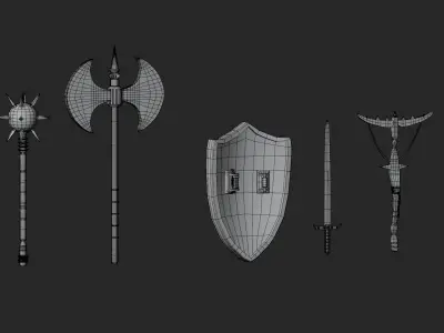 Weapon bundle  Low-poly 3D model