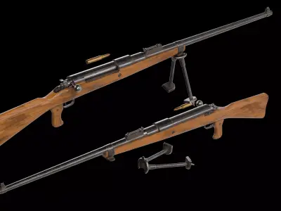Pvg m21 anti tank swedish rifle Low-poly 3D model