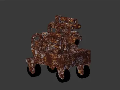 RustedTurrent wooden wagon 3D model