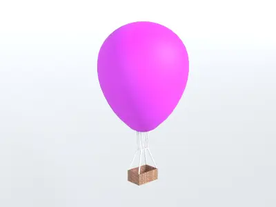 Hot Air Balloon v1 012 Low-poly 3D model