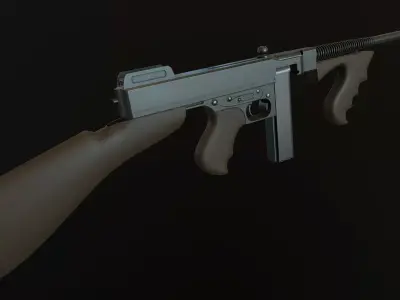 Thompson submachine gun Free low-poly 3D model buy