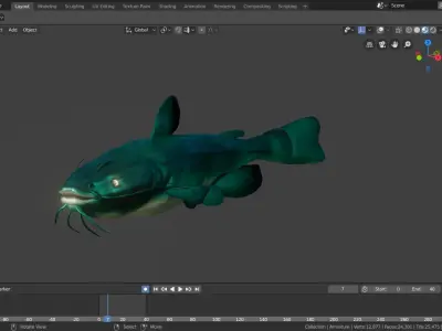 high poly catfish 3D model