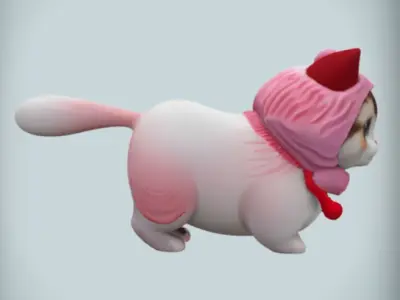 Cute Cat Cartoon Low-poly 3D model