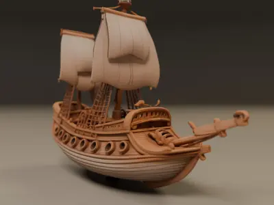 wooden ship 3D print model