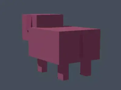 Cute Voxel Pig - Low Poly Blocky Farm Animal Low-poly 3D model