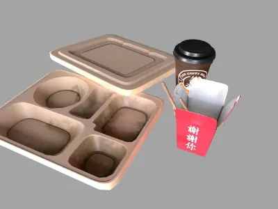 fast food containers  Low-poly 3D model