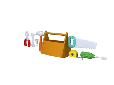 Garage Tools Cartoon 3D model