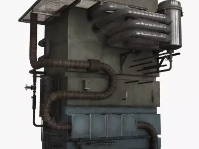 Industrial Pipes v3 Low-poly 3D model