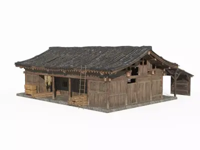 Asian ancient architecture tile shop 3D model