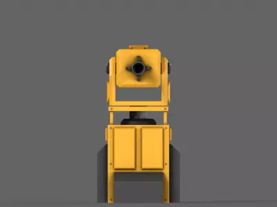 PBR Turret Gun 01 Yellow Low-poly 3D model