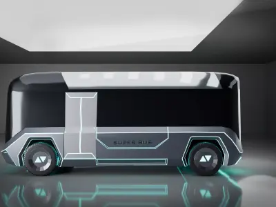 Sci-Fi Futuristic Super Bus Concept Low-poly 3D model