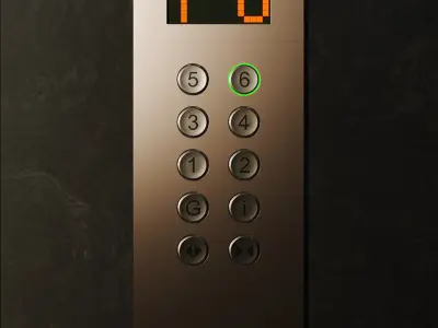 Lift Elevator with Animated Buttons 3D model