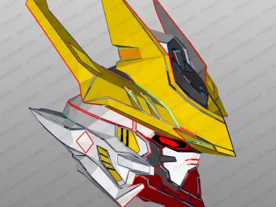 Babatos wolf king helmet EVA Pepakura Low-poly 3D model
