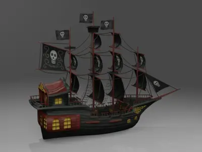 Pirate Ship Low-poly 3D model