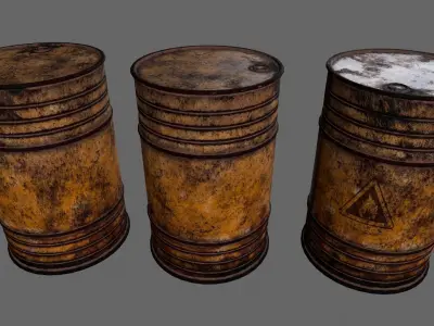 Barrel rusty oil barrels Low-poly 3D model